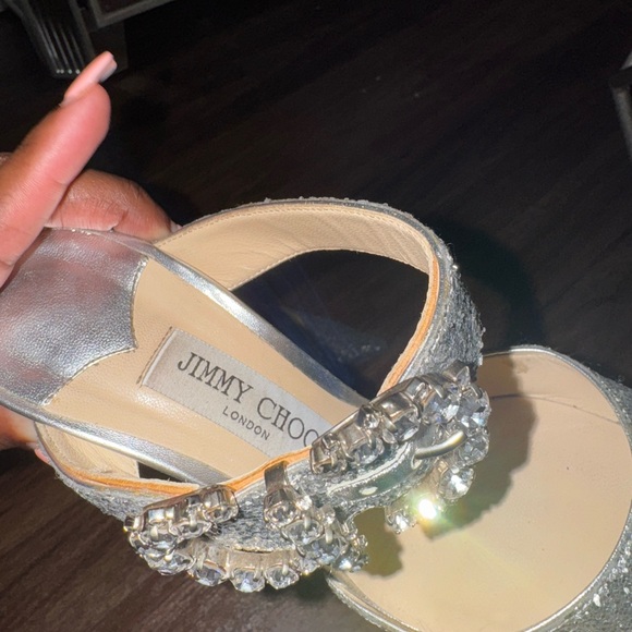 Jimmy Choo Silver Glitter Heels with Ankle Strap SOLD OUT and FREE SHIPPING! - Picture 10 of 14